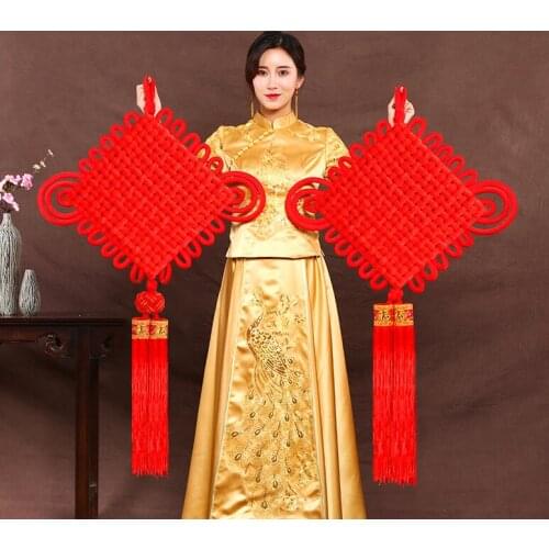 2PCS -Home Company shop wedding party festive good luck Mascot Money Drawing RED Propitious Chinese knot Hanging ornament GIFT