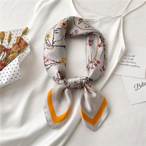 2021 Brand Silk Satin Hijab Scarf For Women Print Hair Band Neckerchief Ladies Headscaf Shawl Wraps Foulard 70*70cm Accessories