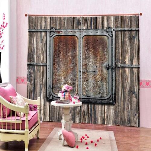 3D Digital Printing Wooden Door Window Curtain for Bathroom living room blackout curtains house decor