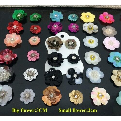 3D Mini Handmade Rhinestone beaded Patches FLOWER Sew on sequin Crystal patch for clothing beading Applique cute patch