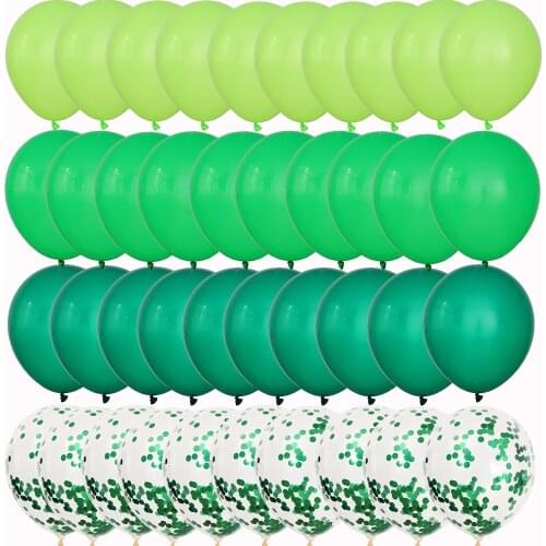 40/50Pcs Customized Green Latex Balloon Set Metallic Confetti Balloon Jungle Safari Animal Birthday Party Decor Kids Air Globos