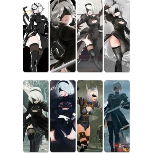 8pcs Hot Game NieR:Automata Bookmarks Waterproof Transparent PVC Plastic Bookmark Beautiful Book Marks Gift