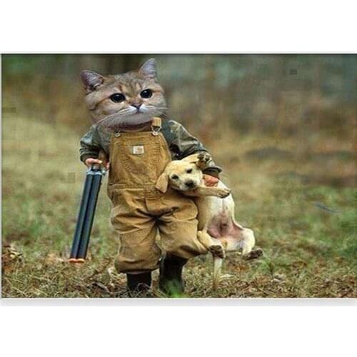 Diamond Painting Cat And Dog Diamond Embroidery With Full Square Animal Cross Stitch Diamond Mosaic Rhinestone Picture