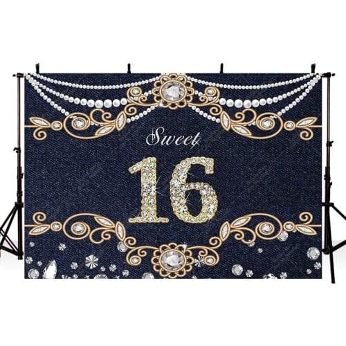 Avezano Sweet Brithday Party Backdrops Pearl Shiny Diamond 16th Cake Smash Banner Decor Photography Studio Background