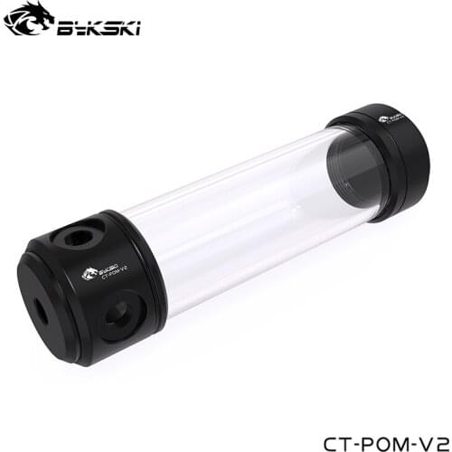 Bykski PC Case Water Cooling Cylindrical Reservoir,200MM Water Tank, POM +Acrylic Material,Black,White CT-POM-V2