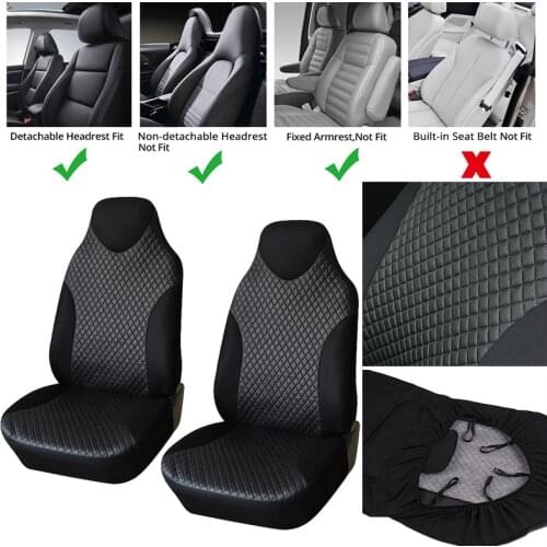 AUTOYOUTH 2PCS Front Seat Covers Black Sports Seat Covers PVC Fabric Car Seat Cover Universal Interior Accessories For TOYOTA