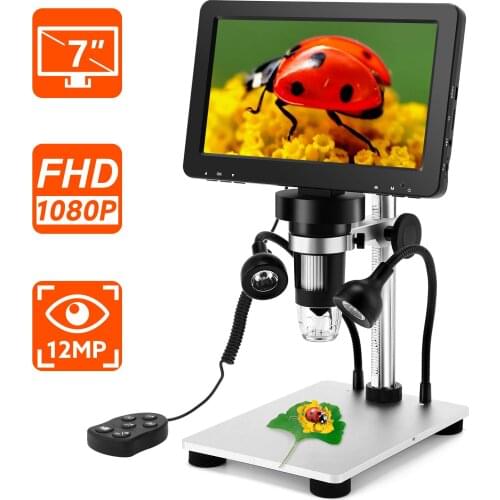 7 Inch 1080p LCD Digital Microscope Wired Remote1200x Magnification Handheld Microscope Video Recorder For Outdoor Observation