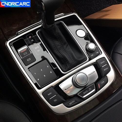 CNORICARC Stainless Steel Console Armrest Gearshift Frame Decorative Cover Trim For Audi A6 C7 2012-17 Car Accessories Sticker