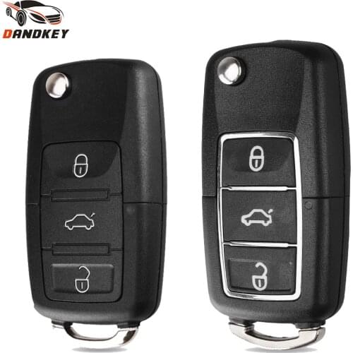 Dandkey 10pcs 2/3 Buttons Remote Key Flip Folding Key Shell Case For Volkswagen VW Jetta Golf Passat Beetle Skoda Seat Polo B5