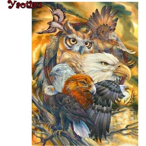 DIY 5D Diamond Painting Animals Eagle Owl Cross Stitch Kit Diamond Mosaic Painting Rhinestones Diamond Embroidery Full Sets