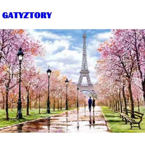 GATYZTORY Pictures By Number Tower Landscape Kits Home Decor DIY Paint By Number For Adults Drawing On Canvas HandPainted Art Gi