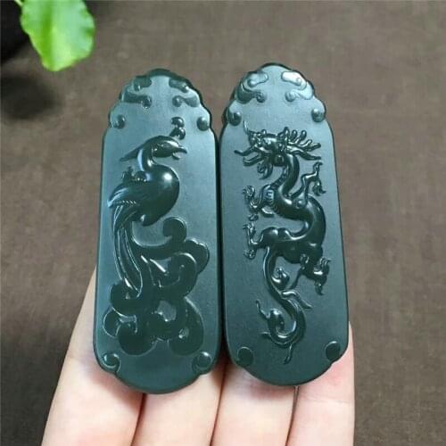 Hetian Yuqing Yulongfeng pair of pendants, sapphire, fine materials, carved dragons and dragons, Xiangxiang jade carving p hp17