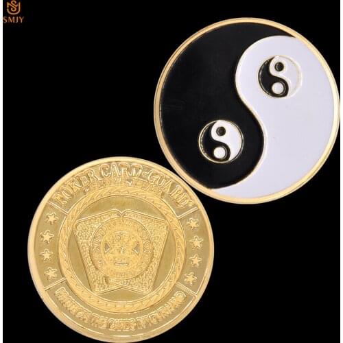 Hot Chip Souvenir China Taiji Gossip Black and White Picture Taoist Logo Poker Card Guard Metal Token Coin Collection And Gift