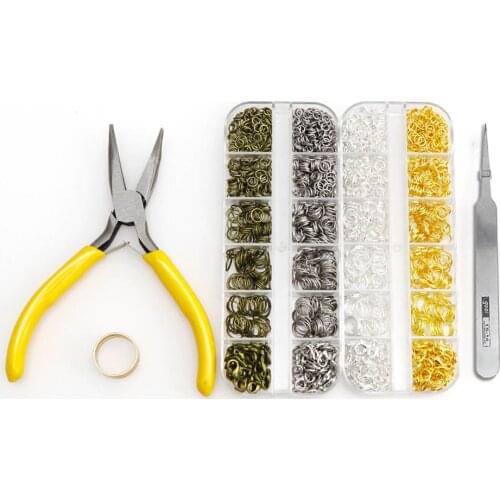About 1000pc Jewelry Making Supplies Kit With Jump Ring Closing FingerTool Jewelry Pliers Lobster Clasps For Jewelry Making Tool