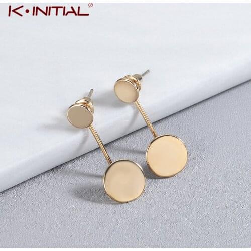 Kinitial Fashion Women Girl Trendy Double Circle Disk Drop Earrings Smooth Circle Earrings Round Ear Earrings Jewelry wholesale