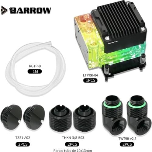 BARROW CPU AIO Water Cooling Kit For ITX Computer Case,17W PWM Pump Block Res Combo, Block+Fittings+Tubing, 5V MB SYNC