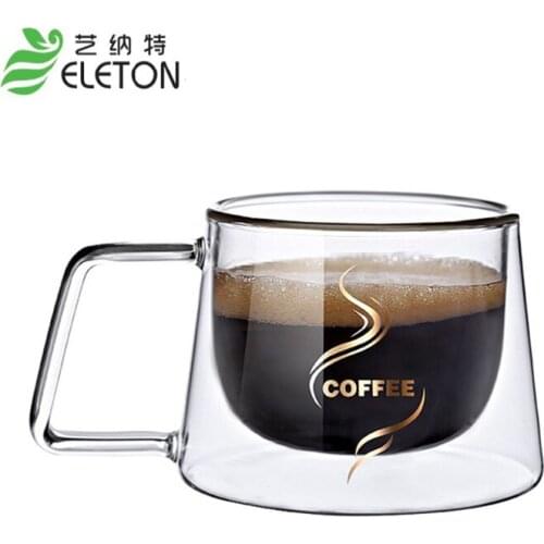 ELETON Creative glass Pyrex insulated double Coffee Mug Cup Fashion Party coffee house Glass Drinkware