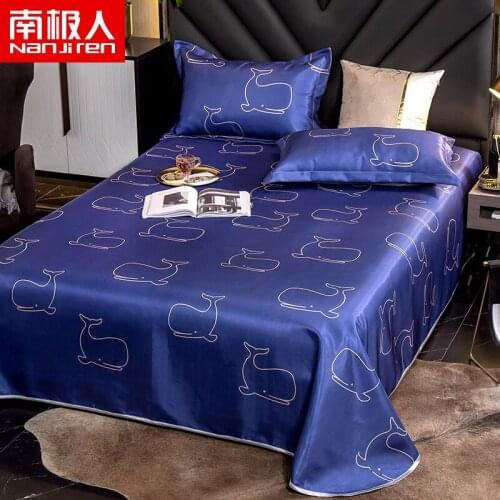 Summer Ice Silk Bed Sheets Coverlet One-Piece Washable Foldable