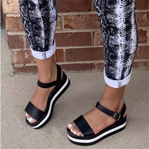 Summer Women Flat Fish Mouth Sandals Thick Bottom Casual Shoes Ladies Platform Sandals