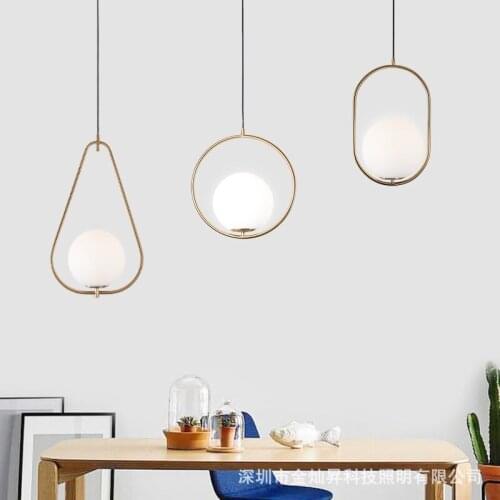 Single Head Small Chandelier Light Simple Modern Restaurant Creative Bedroom Bedside Golden Pendant Hang Lamp