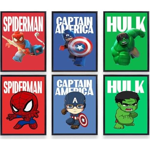 Cartoon Marvel Avengers Superhero Canvas Painting Posters and Prints Wall Art Pictures For Kids Bedroom Home Decor