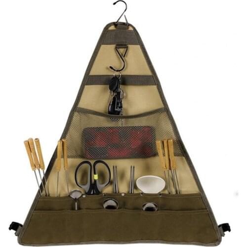 Multi-pocket Camping Tableware Storage Bag Travel Cooking Utensils Organizer Camping Storage Bag