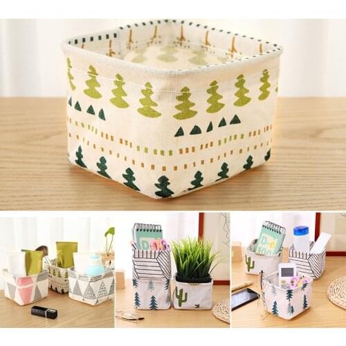 Cotton and Linen Desktop Storage Box Desk Stationery Organizer Basket Dressing Table Cosmetics for Home Office Desk Sorting Box