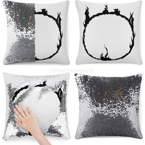 Dark Sign-Black Sequin Pillowcase Fashion Pillowcase Gift for Her He Games Video Games Geeky Gaming Dark Souls Dark Sign Bonfire