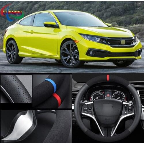 38cm Non-Slip Dreathable Suede steering wheel cover For Honda Civic Car Interior decoration accessories