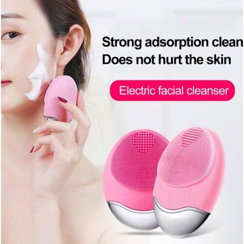 NEW wireless charge Electric Face washing Cleaning Massage Brush Waterproof bamboo charcoal Silicone Facial Cleansing Devices