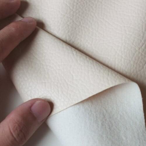 Beige Big Lychee Pattern PU Synthetic Leather Faux Leather Fabric Upholstery Car Interior Sofa Cover 54" Wide Per yard