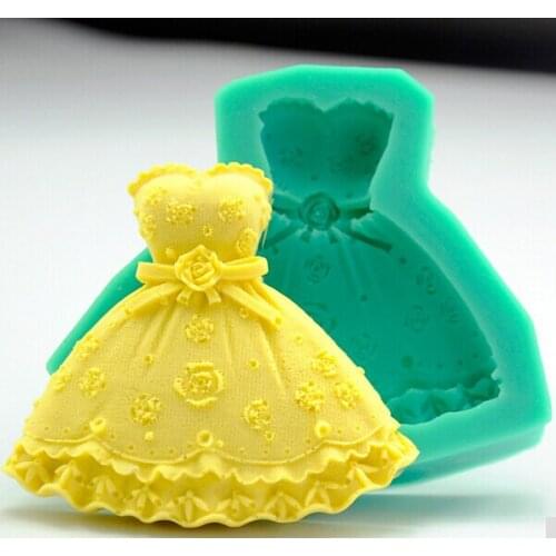 Wholesale Siliocne mold K1314 Mini Wedding dress shape Decoration Clay mold Fondant cake mold