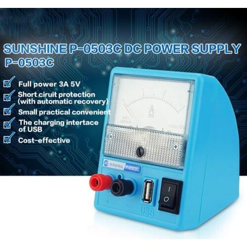 P-0503C Mini DC Regulated Power Supply With USB Port Phone Repair 5V 3A Voltage Regulator Adjustable DC Power Supply 110V 220V