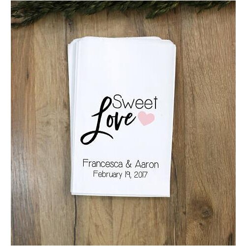 Custom name date Sweet Love Wedding popcorn candy Buffet treat bags BIRTHDAY Bridal baby Shower Bakery Cookie Favors pouches