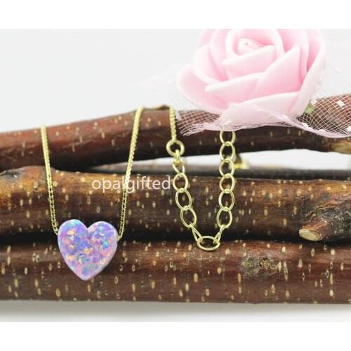 2020 Hot Selling Love Gift Silver plated Synthetic Fire Opal Heart Pendant Necklace for Gift opal necklace op38 wholesale price
