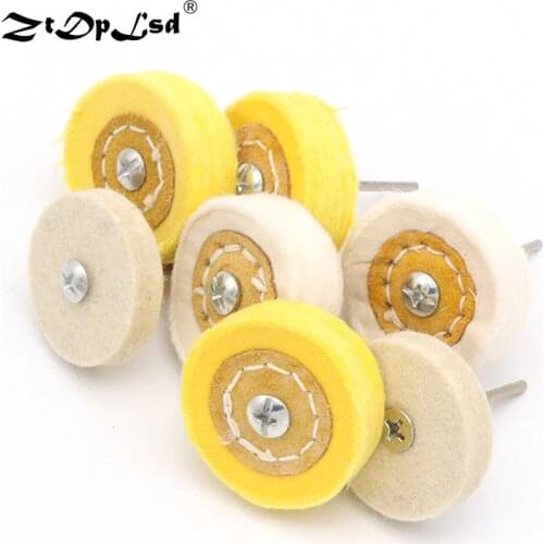 ZtDpLsd White Yellow Shape Handle Mirror Polishing Cotton T Style Polish Buffing Wheel Grinding Head Cloth Dremel Grinder Brush