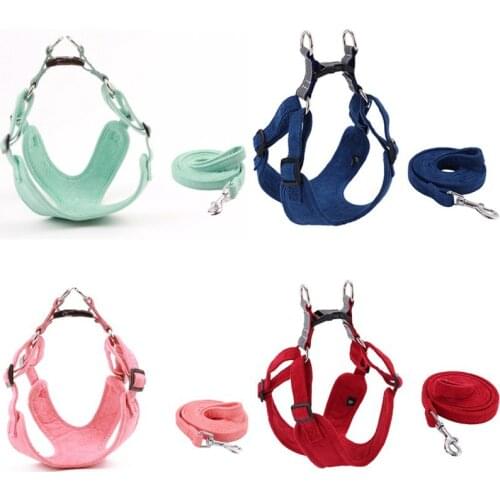 Pet Dog Harness Vest Adjustable Soft Breathable Dog Harness Reflective Safe Walking Vest Harness Leash