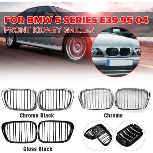 Pair Chrome Black/Gloss Black Front Kidney Grille Grilles For BMW E39 M5 5-series 525i 528i 530i 1997-2003 Car Accessories Part