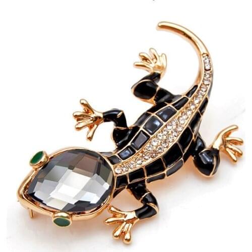 Crystal Lizard Brooches for Women Cute Fashion Animal Pins Summer Style Shining Jewelry Kids Accessories Good Gift