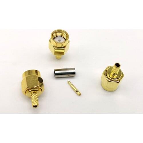 200pcs lot SMA Plug male RF Crimp for LMR100 RG316 RG174 cable adapter connectors SMA-J-1.5 RP-SMA-J-1.5