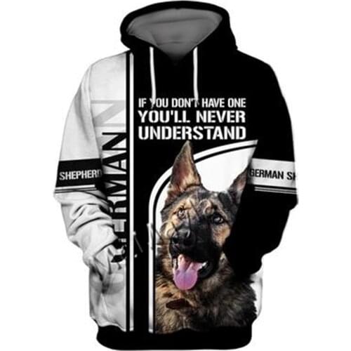 Unisex 3D German Shepherd Graphic Hoodie Harajuku Hoodie Alt Clothing Animal Crossing Streetwear Oversized Hoodie Pullover QW-56