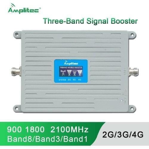Amplitec Newest GSM 2G 3G 4G Signal Booster Host Tri Band Signal Amplifier LTE Internet Repeater GSM DCS WCDMA 900/1800/2100MHz