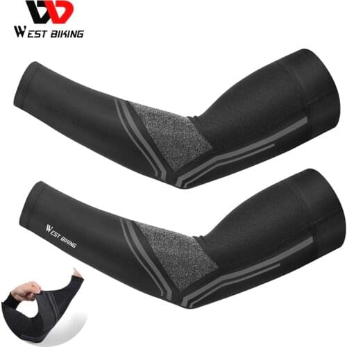 WEST BIKING Summer Cycling Arm Sleeves UPF50 Sun Protection Cool Sense Cuff Breathable Arm Protector Men Women Sport Equipment