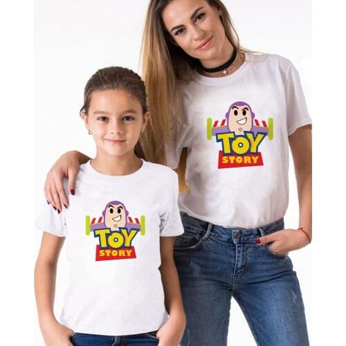 1Pc Fashion Toy Story Cute Cartoon Print Family Matching T-Shirt Short Sleeve Family Look T-Shirts Mother And Daughter Clothes