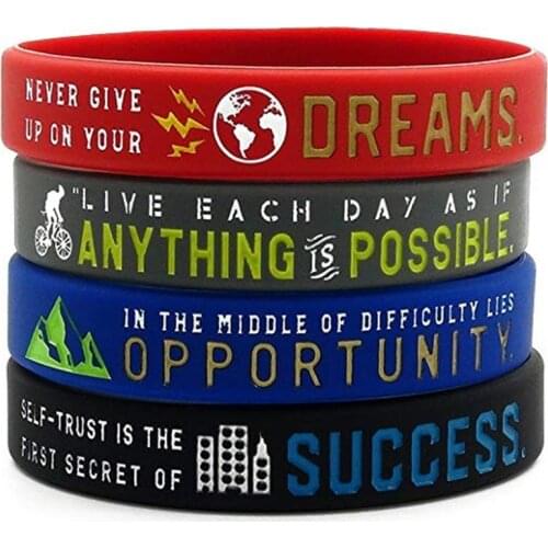 1pc Inspirational Bracelets with Motivational Sayings -Anything is Possible, Success, Dreams, Opportunity silicone wristband