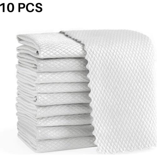 10PCS 30*40CM Fish Scale Rags Kitchen Cleaning Towels Super Absorbent Car Cleaning Cloth for Sink Car Glass