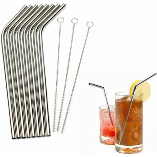 1000pcs HIGH QUALITY 21.5cm Slim Straight Bent Curved Stainless Steel Straw Drinking Straws 8.5'' Reusable ECO Metal Bar Drinks