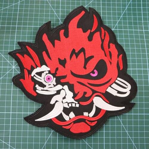 27x30cm Japan Samurai Patches badges of Embroidered biker warrior soldier Jacket vest kanji Military motor rider skull badges