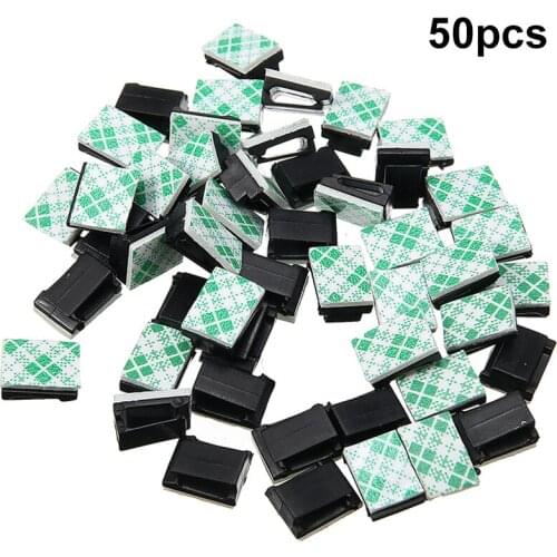 50pc Self-Adhesive Car Drop Cable Organizer Winder Cord Holder Wire Clamp Management Plastic Clips For Line Fixing