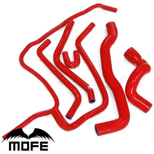 Original Logo 7PCS Heater Radiator Silicone Coolant Hose Red For Saab 9-3 2.0T 1998~2002